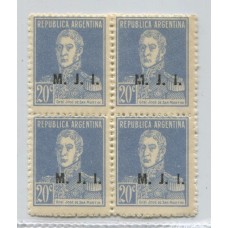 ARGENTINA SERVICIO OFICIAL GJ 415h CUADRO DE ESTAMPILLAS MINT UNA CON VARIEDAD M QUEBRADA U$ 6 + 50%